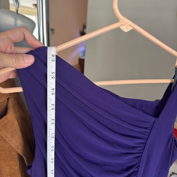 Calvin Klein Purple Ruched Asymmetrical Evening Gown – Size 6 - Picture 10 of 12